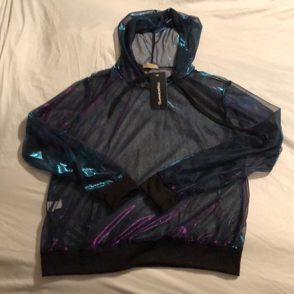 NWT XL mesh iridescent hoodie